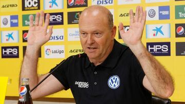 GRAFCAN1790. LAS PALMAS DE GRAN CANARIA, 16/03/2019.- El entrenador de la Unión Deportiva Las Palmas, Pepe Mel, analizó este sábado en rueda de prensa el partido que su equipo juega este domingo contra el Real Mallorca, correspondient