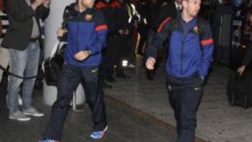 Poco antes de las nueve de la noche, el Barcelona llegó al exclusivo Hotel W de Barcelona, frente al mar para velar armas antes del partido contra el Milán.