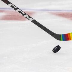 Why are NHL players not allowed to use rainbow-colored stick tape on Pride nights?