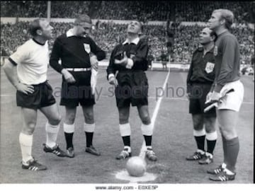 England 4 (Hurst 18, 101, 120, Peters 78) West Germany 2 (Haller 12, Weber 89) - after extra-time  Geoff Hurst wrote himself into footballing folklore by becoming the only player to score a hat-trick in a World Cup final as England lifted the Jules Rimet 