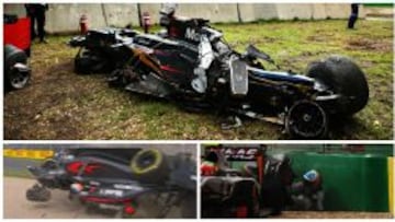 El McLaren de Alonso quedó detrozado tras el brutal accidente.