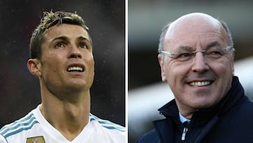 El jugador del Real Madrid, Cristiano Ronaldo y el presidente de la Juventus, Giuseppe Marotta.