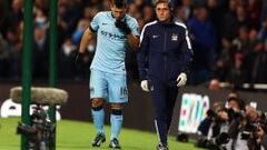 Sergio Ag&uuml;ero se lesiono en diciembre pasado ante Everton. 