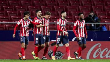 Carrasco al frente del Atl&eacute;tico celebra un gol en LaLiga.