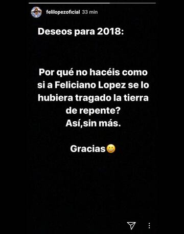 El deseo de Feliciano L&oacute;pez en Instagram Stories para este 2018