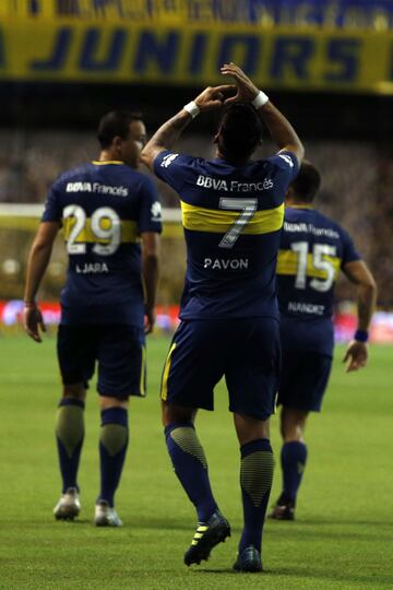 Buenos Aires, 27 enero 2018
SUPERLIGA
Boca Juniors vs Colon Sta Fe por la fecha 13 del Torneo en el Estadio La Bombonera.
Festejo de Gol  Cristian Pavon de Boca Juniors
Fotos Gustavo Ortiz