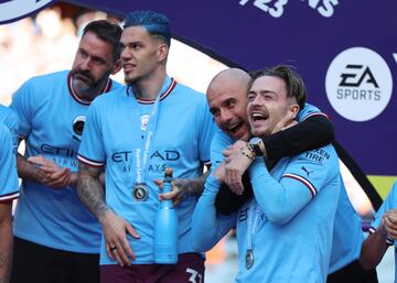 Así celebraron los jugadores del Manchester City el título de la Premier