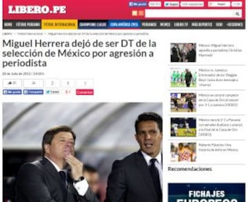 El diario peruano "Líbero" también hizo eco del cese de Miguel Herrera como entrenador de México.