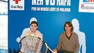 <b>RIVALES POR UN BUEN FIN. </b>Iker y Nadal se unen contra la malaria.