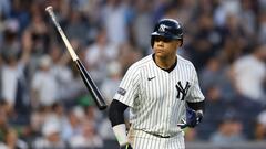 NEW YORK, NEW YORK - MAY 22: Juan Soto #22 of the New York Yankees reacts after hitting a two-run home run against the Seattle Mariners during the third inning at Yankee Stadium on May 22, 2024 in the Bronx borough of New York City.   Luke Hales/Getty Images/AFP (Photo by Luke Hales / GETTY IMAGES NORTH AMERICA / Getty Images via AFP)