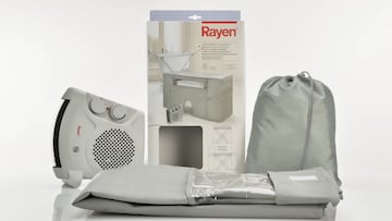 Tendedero eléctrico con calefactor Rayen disponible en Amazon.