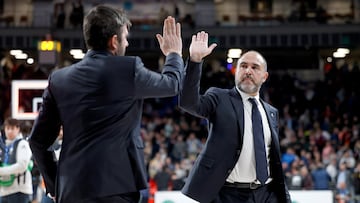 Chus Mateo durante una Real Madrid-Maccabi Tel Aviv de Euroliga.