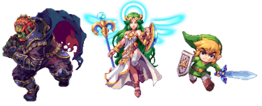 Los personajes de Smash Bros en estilo Pixel Art