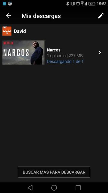 El peso de un cap&iacute;tulo de Narcos es e 227 MB.