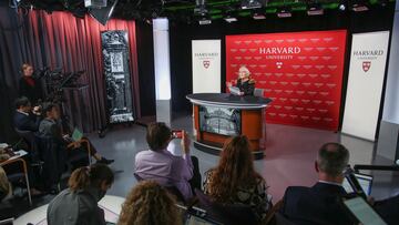 Economic historian Claudia Goldin, a Harvard professor who won the 2023 Nobel economics prize for her work examining wage inequality between men and women, speaks at a news conference at Harvard University in Cambridge, Massachusetts, U.S., October 9, 2023. REUTERS/Reba Saldanha