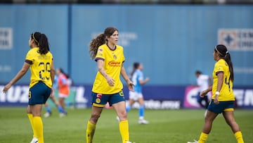 Nicolette Hernandez of America during the Liga BBVA MX Femenil, Torneo Apertura 2024 Round 1st match between Cruz Azul and America, at La Noria, on July 07, 2024 in Mexico City, Mexico.