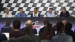 NORTHAMPTON, ENGLAND - AUGUST 23:  The Rules and Regulations Sessions press conference during the MotoGp Of Great Britain - Previews at Silverstone Circuit on August 23, 2018 in Northampton, England.  (Photo by Mirco Lazzari gp/Getty Images)