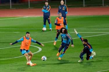 Pedro Porro, Marc Cucurella, David Raya y Aleix García.