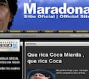 Hackean la web de Maradona haciendo alusión a su adicción a la cocaína
