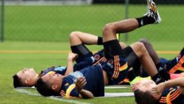 Bacca, en el entrenamiento con Colombia de esta mañana.