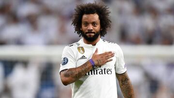 Marcelo se se&ntilde;al&oacute; el escudo tras marcar con el Real Madrid.