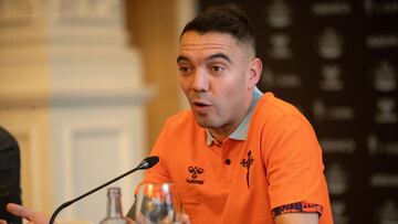 Iago Aspas durante su comparecencia de prensa.