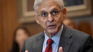 US Attorney General Merrick Garland speaks following a briefing by ATF Director Steven M. Dettelbach, not pictured, on the progress of the launch of the Department's regional firearms trafficking strike forces to address violent crime, at the Department of Justice in Washington, DC, on July 20, 2022. (Photo by Oliver Contreras / POOL / AFP) (Photo by OLIVER CONTRERAS/POOL/AFP via Getty Images)