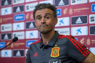 Luis Enrique speaks to the media after announcing his Spain squad yesterday.