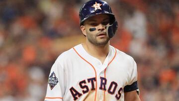 Jose Altuve de los Astros de Houstondurante el juego contra los Nationals de Washington. Octubre 22, 2019; Houston, Texas. 