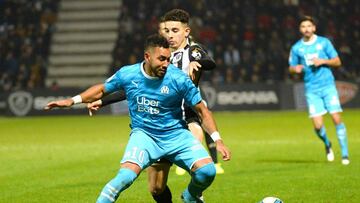 4Marseille's French midfielder Dimitri Payet (L) is is challenged by Angers' French defender Rayan Ait Nouri (R) during the French L1 Football match between Angers SCO and Olympique de Marseille, at Raymond-Kopa Stadium, in Angers, northwestern