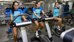 Nuria Rábano, Laia Codina y Bruna Vilamala, en la pretemporada del Barça.