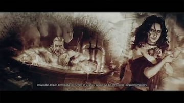 Geralt se da un baño mientras Yennefer se entrega a sus rituales de belleza. Este momento íntimo compartido por la pareja evoca a una escena similar de "Esquirlas de hielo" (La espada del destino).