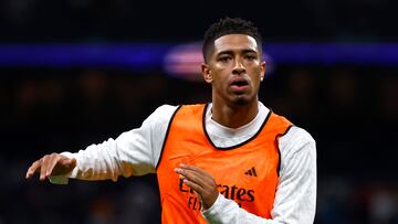 Soccer Football - LaLiga - Real Madrid v Villarreal - Santiago Bernabeu, Madrid, Spain - October 5, 2024 Real Madrid's Jude Bellingham during the warm up before the match REUTERS/Susana Vera