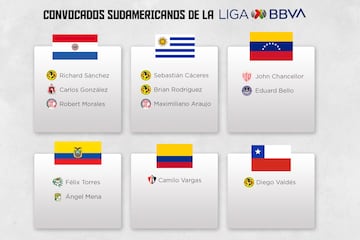 Selecciones nacionales que aporta Liga MX a selecciones sudamericanas