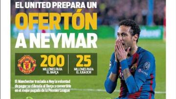 "United preparing massive Neymar offer" - Sport's front page on Monday