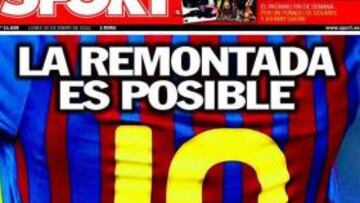 <b>ESPERANZA. </b>La Prensa catalana se volcó ayer con la remontada.