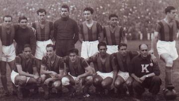 Una alineaci&oacute;n de San Lorenzo en su gira por Espa&ntilde;a en 1947.