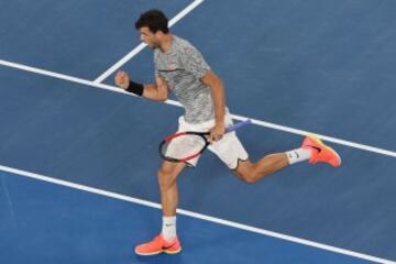 Grigor Dimitrov celebra el punto que le adjudica el segundo set.