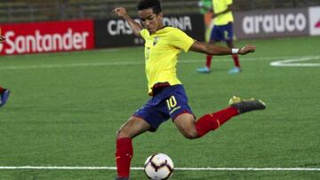 El delantero ecuatoriano de Emelec es ya el m&aacute;ximo goleador del Sudamericano Sub-17 y en la &uacute;ltima jornada deslumbr&oacute; con un hat-trick ante Chile.