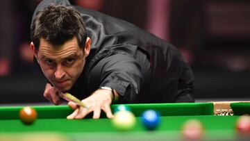 El inglés Ronnie O'Sullivan, durante un partido de snooker.