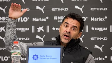 Míchel, entrenador del Girona, en rueda de prensa.