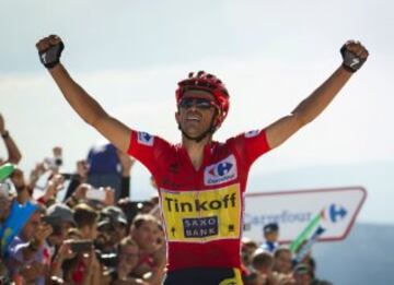 El ciclista español del Tinkoff Alberto Contador consigue la victoria de la vigésima etapa de la 69 edición de "La Vuelta" Vuelta a España