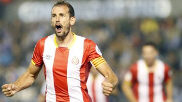 Christian Stauni celebra el 1-2 del Girona durante su partido de Liga Santander ante el Celta de Vigo en Balaídos.
