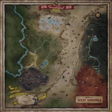 Fallout 76 muestra su gigantesco mapa con todo detalle
