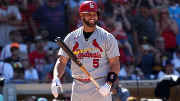 Albert Pujols of the St. Louis Cardinals on at bat during the sixth inning of a game against the San Diego Padres.