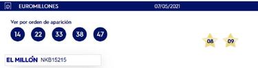 Euromillones: comprobar los resultados del sorteo de hoy, viernes 7 de mayo