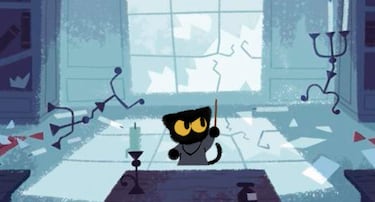Google celebra Halloween con un gatito .