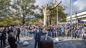 Zlatan attends his statue unveiling in Malmo. 