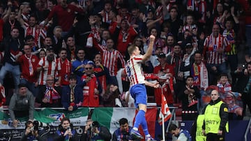 Sorloth celebra uno de sus goles al Brujas.