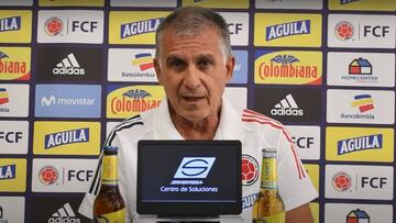 Carlos Queiroz, técnico de la Selección Colombia, en rueda de prensa en Barranquilla.